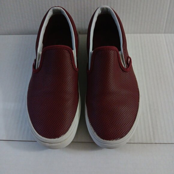 VANS WOMEN'S CRIMSON FAUX LEATHER SNEAKERS - Picture 6 of 13